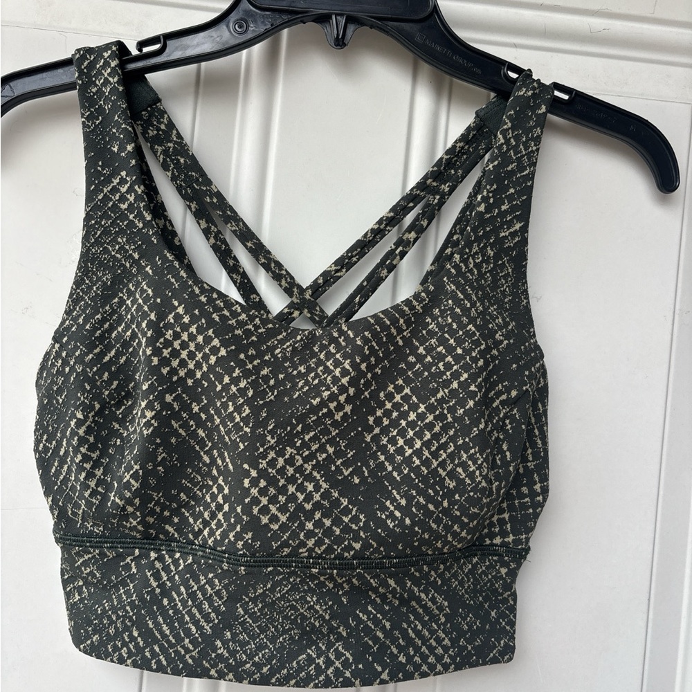 lululemon athletica Crossback Sports Bralette in Black and Cream Print